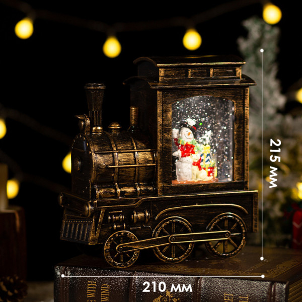 Декоративный подвесной фонарь новогодний Паравозик 17*8,5*17 см рождественское украшение для дома на батарейках Bronze