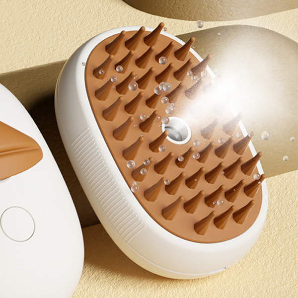 Паровая электрическая расческа Taotaopets 0910006 для чистки и удаления шерсти кошек и собак Beige