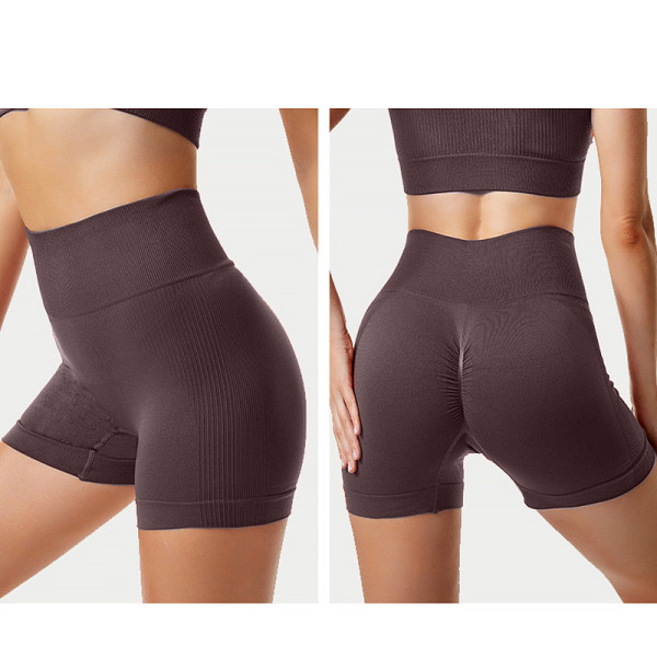 Шорты женские 1802# бесшовные для фитнеса пуш ап push up Коричневый L