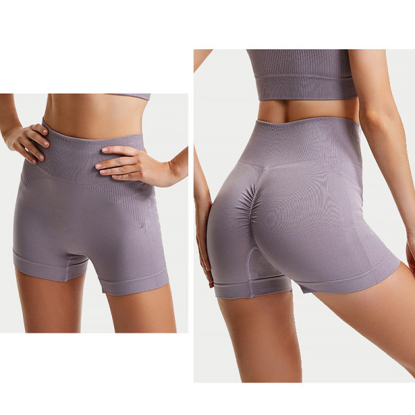 Шорты женские 1802# бесшовные для фитнеса пуш ап push up Лиловый L