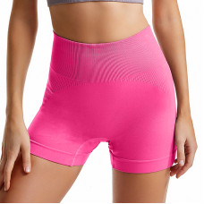 Шорты женские 1802# бесшовные для фитнеса пуш ап push up Розовый электрик L