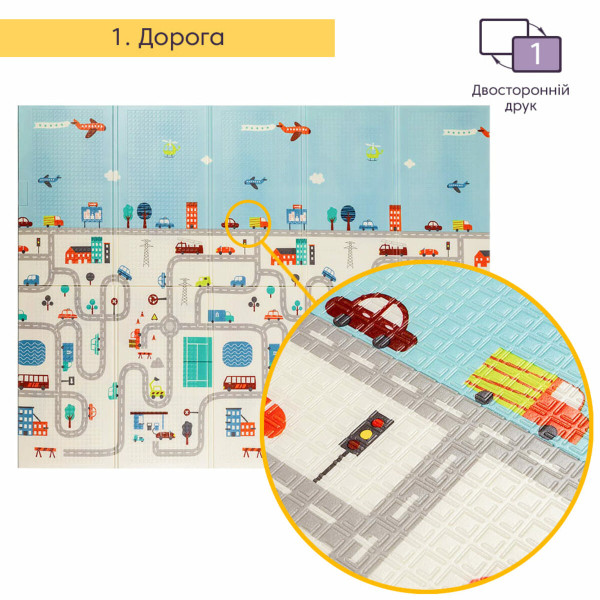 Дитячий складаний розвиваючий термокилимок 200х150х0.6см "Дорога | Ліс" (235) SW-00000155