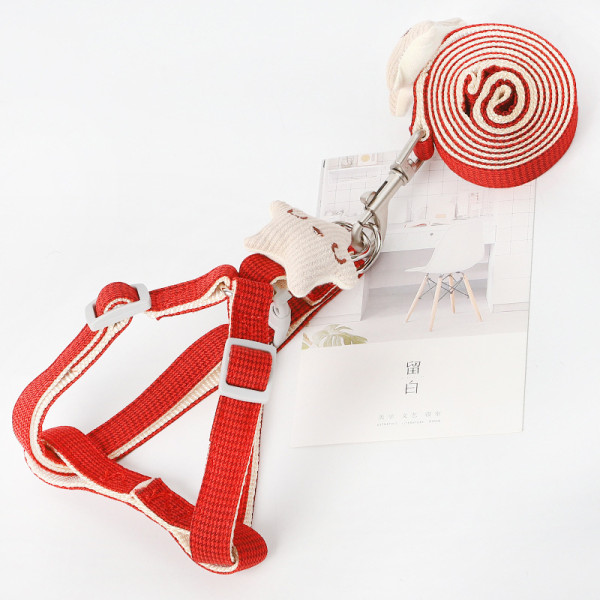 Шлея для собак или кошек с поводком Taotaopets 1710118 Red (1.5 cm)