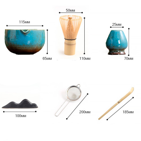 Набор Mavanto 7458 для приготовления чая матча 7 предметов Blue