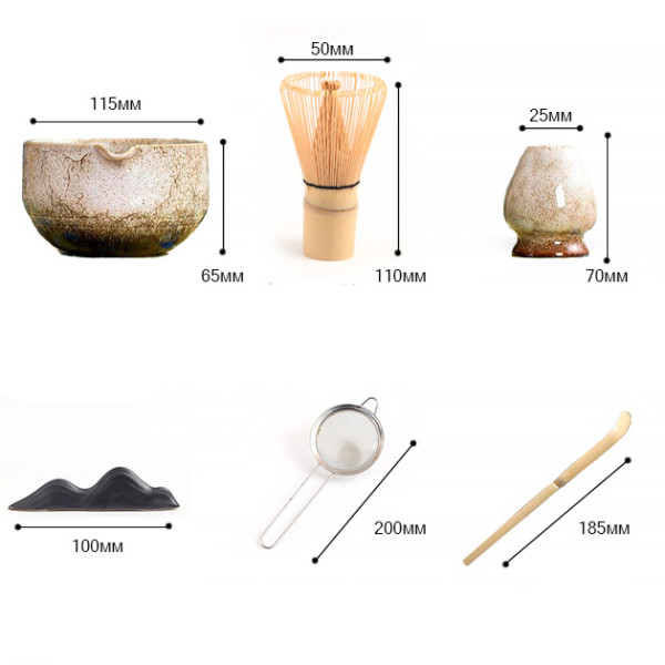 Набор Mavanto 7458 для приготовления чая матча 7 предметов Gray