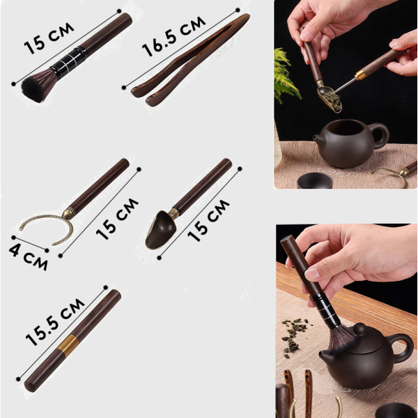 Набор инструментов XKXTJ020 для чайной церемонии 5 предметов нож для пуэра кисточка лопатка держатель щипцы Ваншань