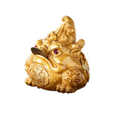 Фигурка для чайной церемонии ZBY-2407302 Жаба с монеткой меняющая цвет от горячей воды Gold