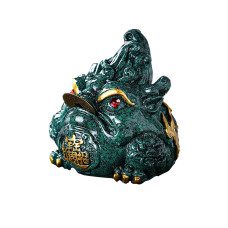 Фигурка для чайной церемонии ZBY-2407302 Жаба с монеткой меняющая цвет от горячей воды Green