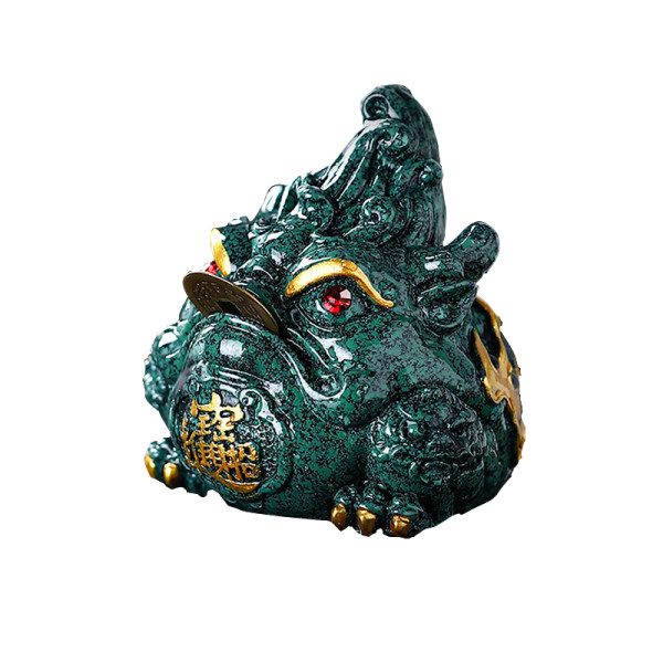 Фигурка для чайной церемонии ZBY-2407302 Жаба с монеткой меняющая цвет от горячей воды Green