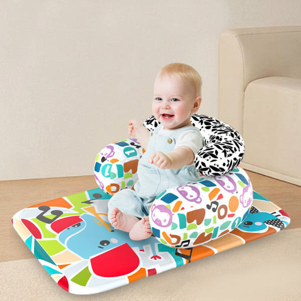 Детский развивающий интерактивный коврик SDZ-1817 музыкальный пианино с дугой и погремушками для младенцев Elephant Black