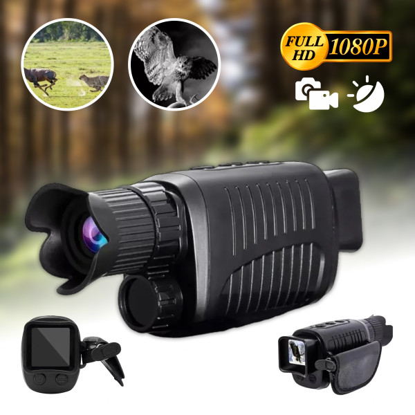 Цифровий прилад нічного бачення Ermenrich NS100 із функцією запису фото та відео, зум 1–5X, дальність до 300 м, акумулятор 3800 мАг