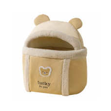 Рюкзак-переноска для кошек 2308SXMJ2582HA12 Мишка утепленный с карманом для рук Yellow S