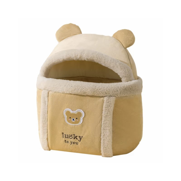 Рюкзак-переноска для кошек 2308SXMJ2582HA12 Мишка утепленный с карманом для рук Yellow S