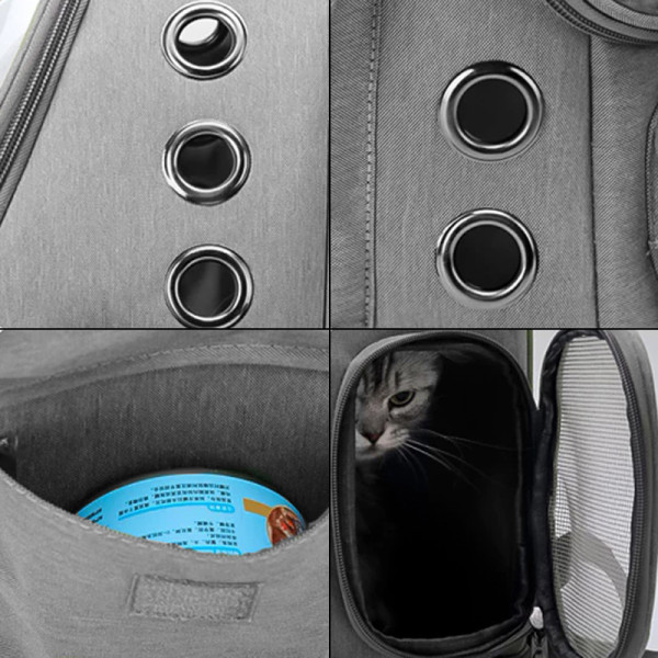 Рюкзак-переноска для кошек Taotaopets 251103 Panoramic с прозрачным окном Gray