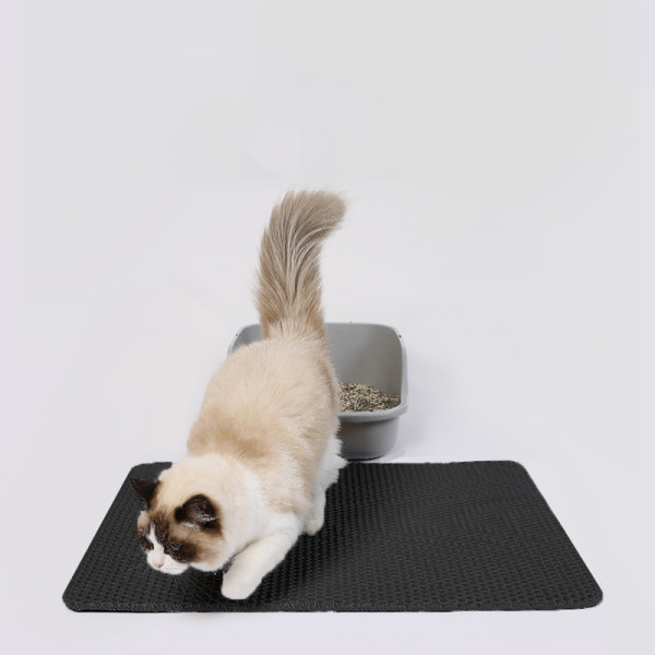 Двухслойный коврик для кошачьего туалета с песочным фильтром DT856 нескользящий Black 30*45 см