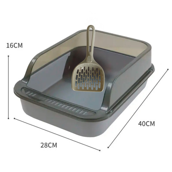 Туалет для кошек с лопаткой Taotaopets 221120 40*28*16 cm Gray