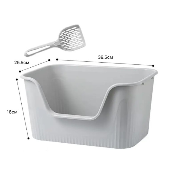 Туалет лоток для кошек с лопаткой Taotaopets 262207 Gray