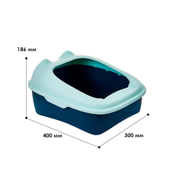 Туалет для кошек с лопаткой Taotaopets 268802 лоток для котов 40*30*18,5 cm Blue