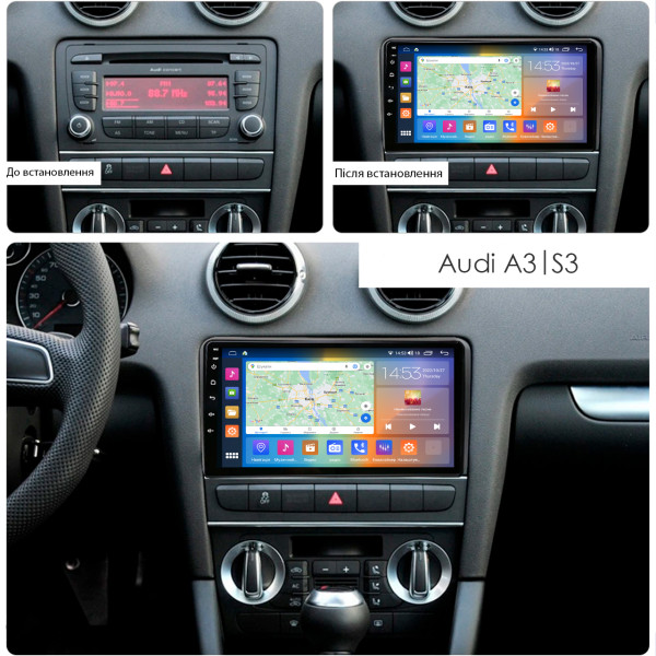 Штатная магнитола Lesko для Audi A3 II (8P) Рестайлинг 2 2008-2013 экран 9" 2/32Gb CarPlay 4G Wi-Fi GPS Prime