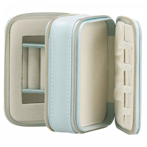 Шкатулка Casegrace SP-01167 для украшений и ювелирных изделий портативная с зеркалом и двойной молнией 11,5*8,5*5 см Blue