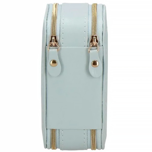 Шкатулка Casegrace SP-01167 для украшений и ювелирных изделий портативная с зеркалом и двойной молнией 11,5*8,5*5 см Blue