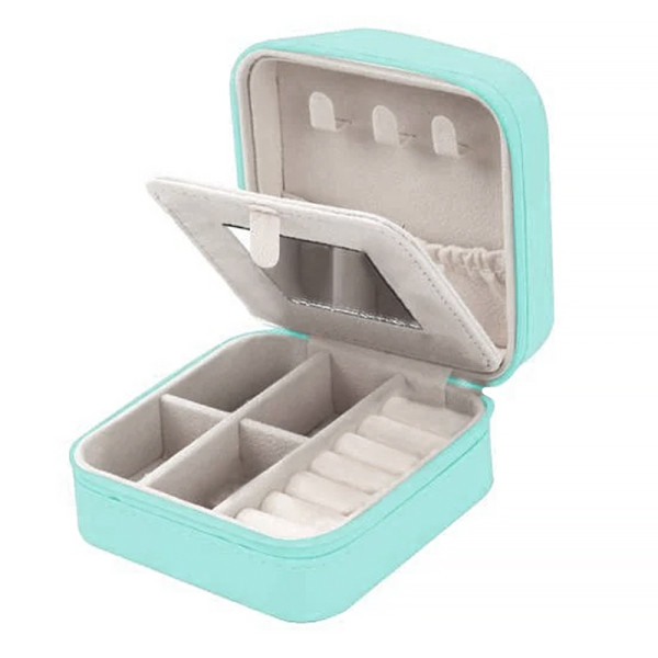 Шкатулка Casegrace SP-01194 для украшений и ювелирных изделий портативная с зеркалом на защелке Turquoise