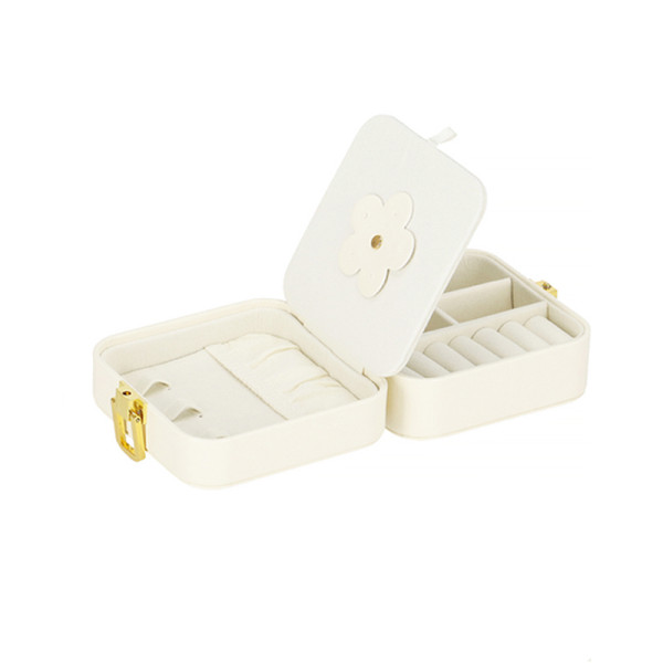 Шкатулка Casegrace SP-01194 для украшений и ювелирных изделий портативная с зеркалом на защелке White