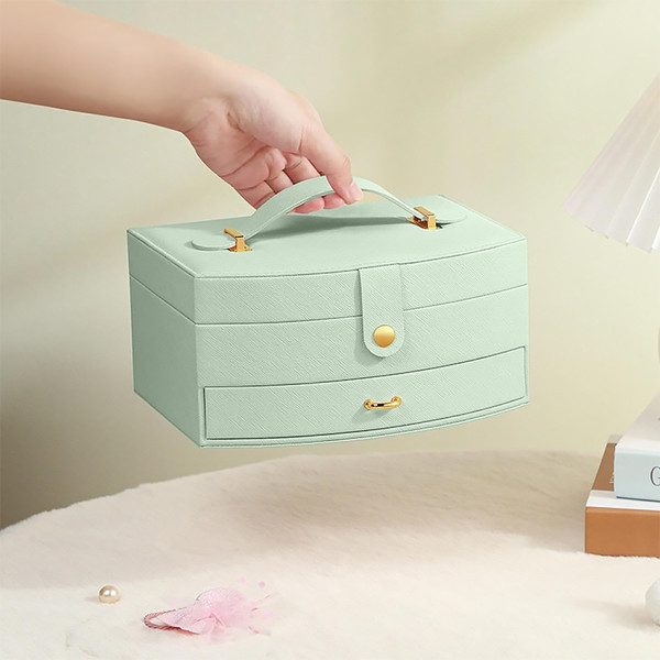 Шкатулка Casegrace SP-01245 для украшений и ювелирных изделий двохуровневая с зеркалом и ручкой 20*15*10 см Tiffany