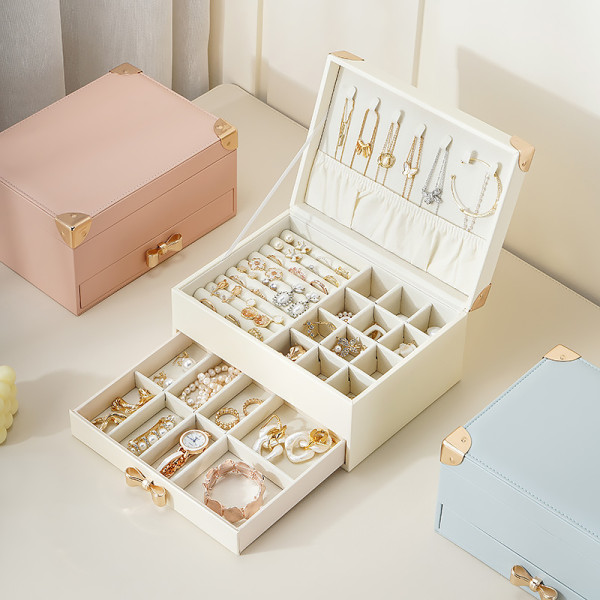 Шкатулка Casegrace SP-01261 для украшений и ювелирных изделий двухуровневая  23*17*12 см White