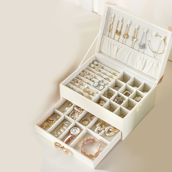 Шкатулка Casegrace SP-01261 для украшений и ювелирных изделий двухуровневая  23*17*12 см White