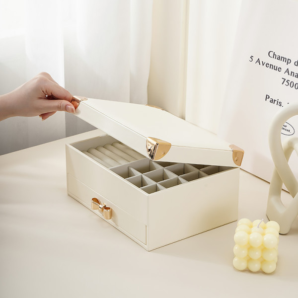 Шкатулка Casegrace SP-01261 для украшений и ювелирных изделий двухуровневая  23*17*12 см White