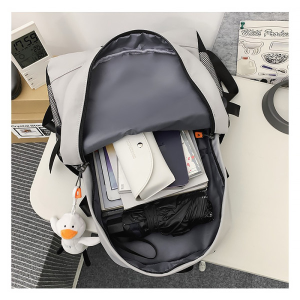 Рюкзак подростковый 901229 с брелком 20-35L школьный White