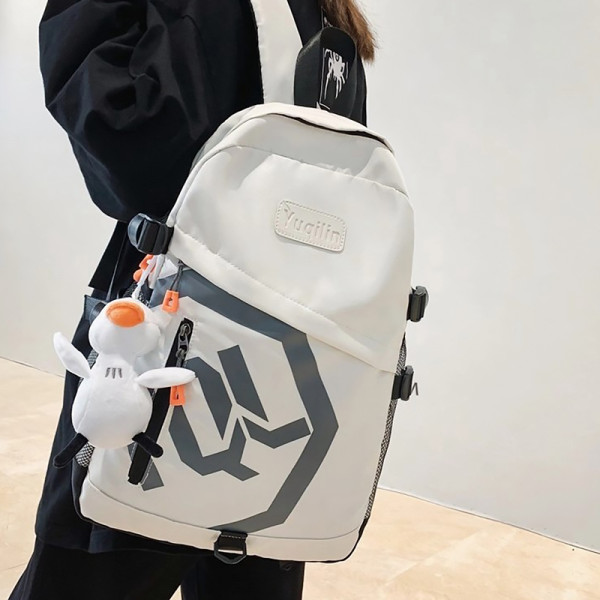 Рюкзак подростковый 901229 с брелком 20-35L школьный White